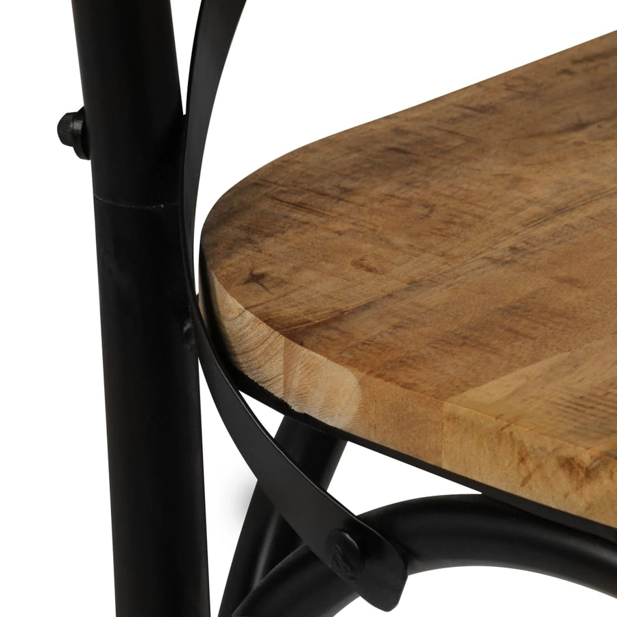 Kruisstoelen Massief Mangohout Zwart 2 massief mangohout (zwart frame)