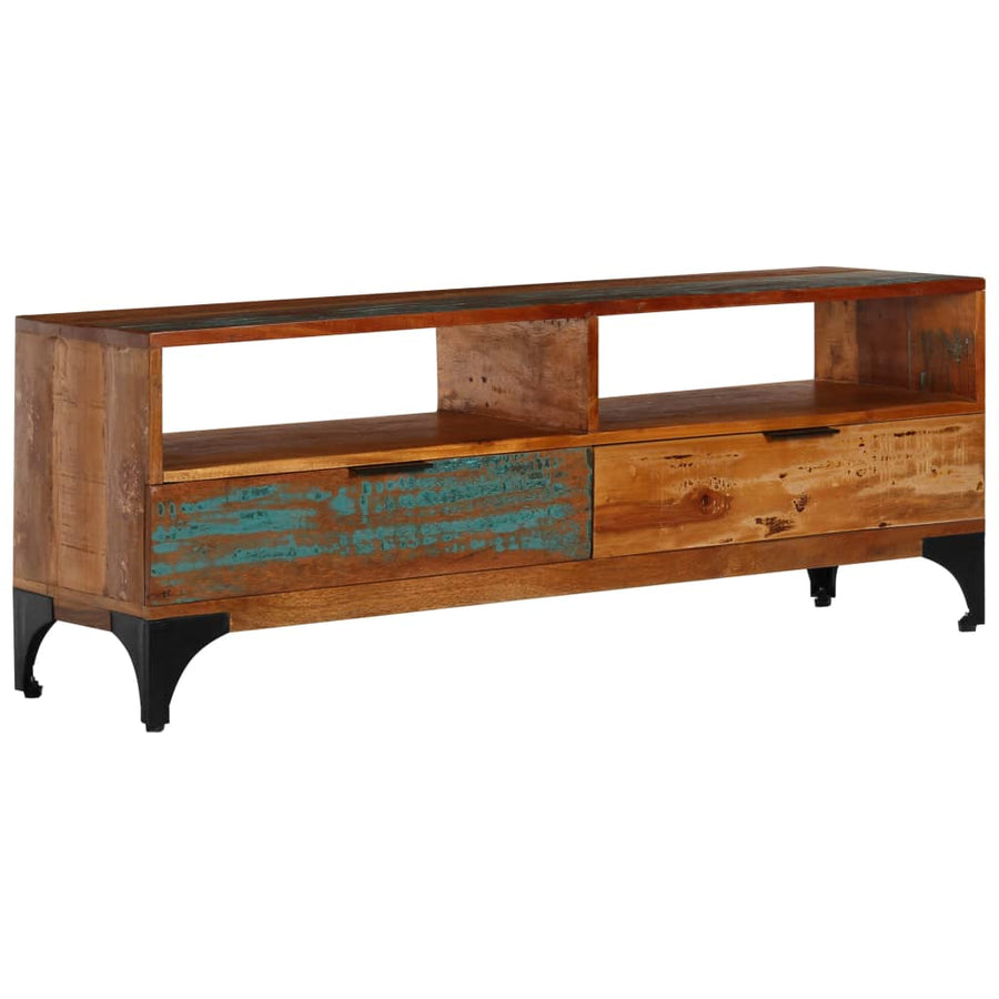 Tv-Meubel 8X35X45 Cm Massief Gerecycled Hout Multikleur