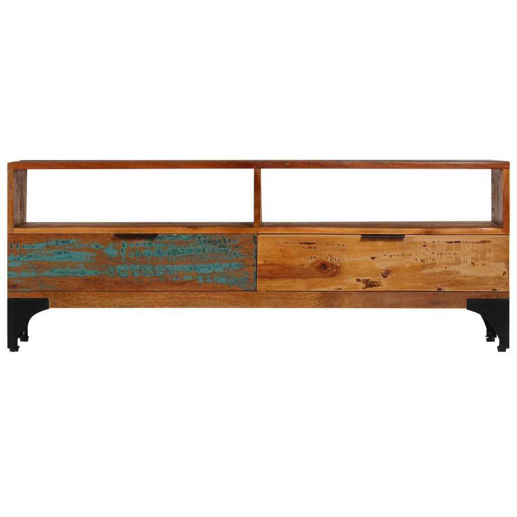 Tv-Meubel 8X35X45 Cm Massief Gerecycled Hout Multikleur