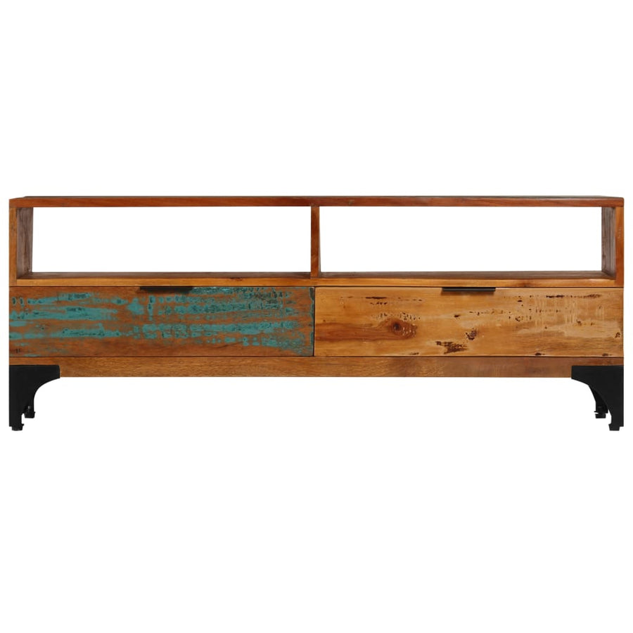 Tv-Meubel 8X35X45 Cm Massief Gerecycled Hout Multikleur