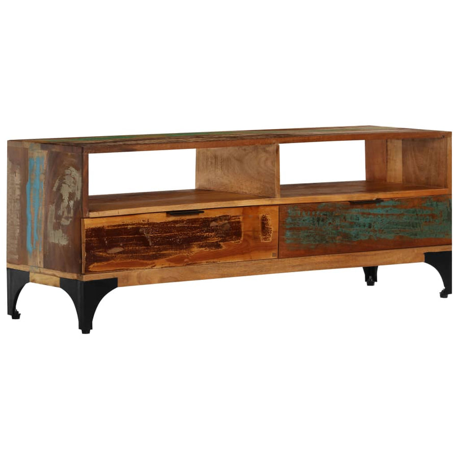 Tv-Meubel 8X35X45 Cm Massief Gerecycled Hout Multikleur