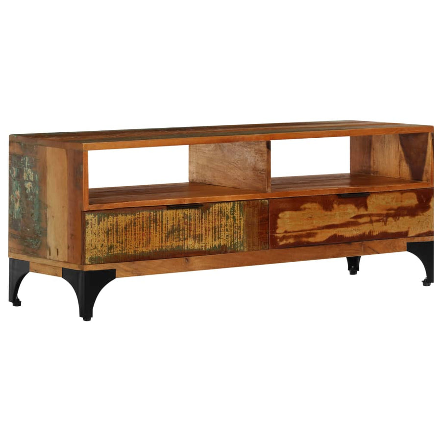 Tv-Meubel 8X35X45 Cm Massief Gerecycled Hout Multikleur