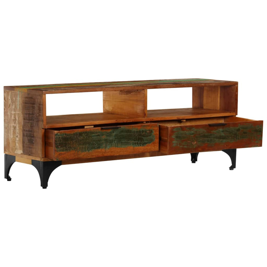Tv-Meubel 8X35X45 Cm Massief Gerecycled Hout Multikleur
