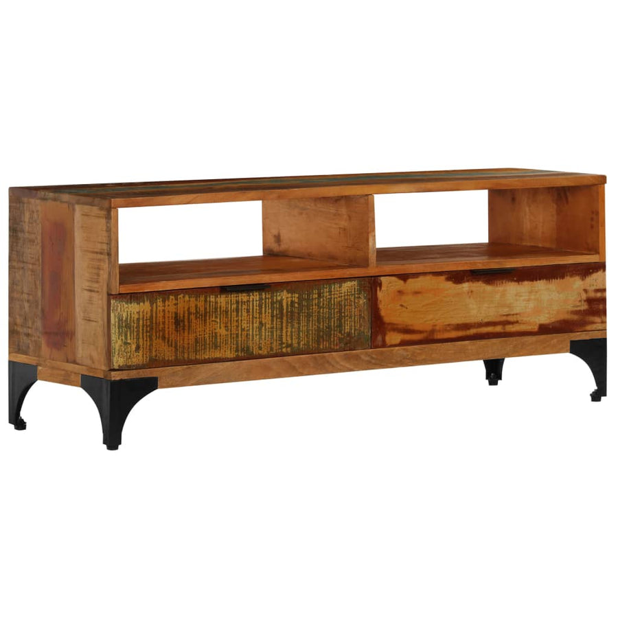 Tv-Meubel 8X35X45 Cm Massief Gerecycled Hout Multikleur