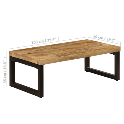 Salontafel 00X50X35 Cm Massief Mangohout En Staal Massief mangohout (zwarte poten)