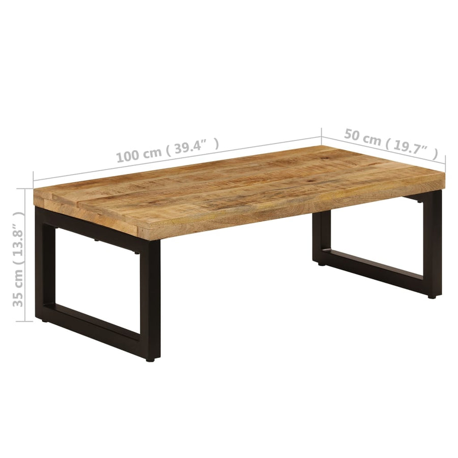Salontafel 00X50X35 Cm Massief Mangohout En Staal Massief mangohout (zwarte poten)