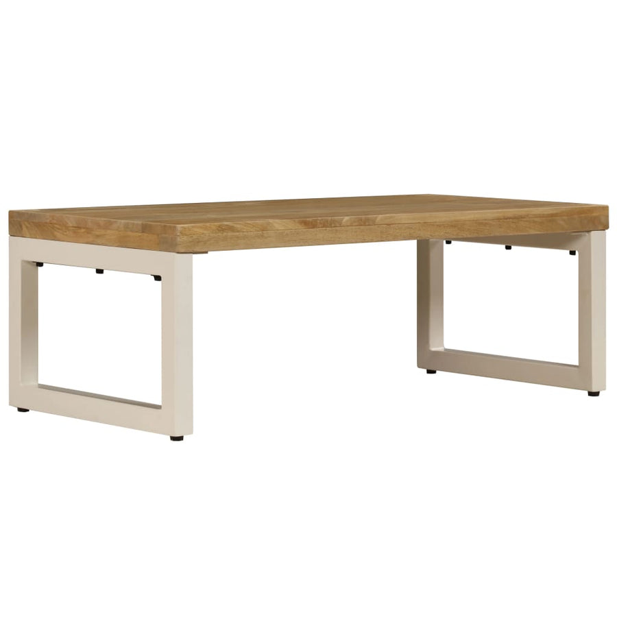 Salontafel 100X50X35 Cm Massief Mangohout En Staal massief mangohout (witte poten)