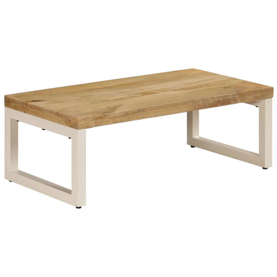 Salontafel 100X50X35 Cm Massief Mangohout En Staal massief mangohout (witte poten)