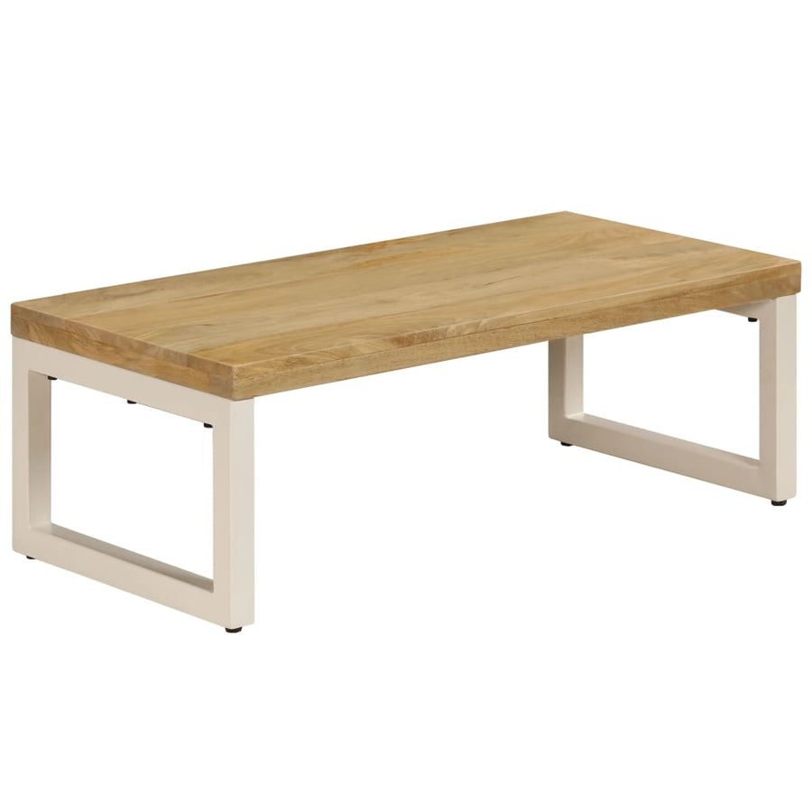 Salontafel 100X50X35 Cm Massief Mangohout En Staal massief mangohout (witte poten)