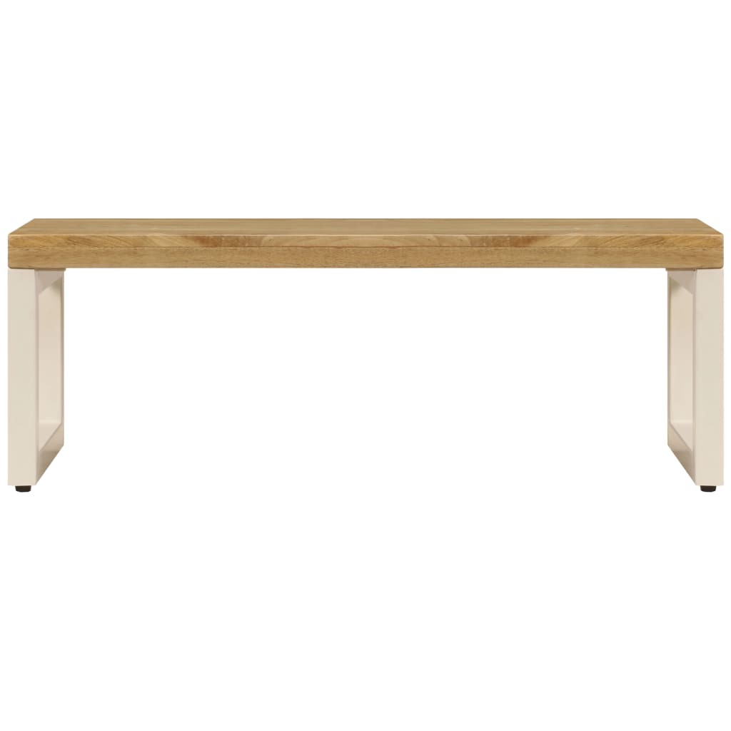 Salontafel 100X50X35 Cm Massief Mangohout En Staal massief mangohout (witte poten)