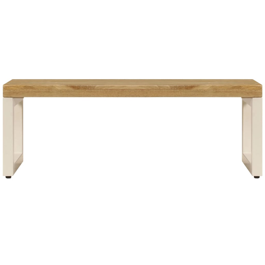 Salontafel 100X50X35 Cm Massief Mangohout En Staal massief mangohout (witte poten)