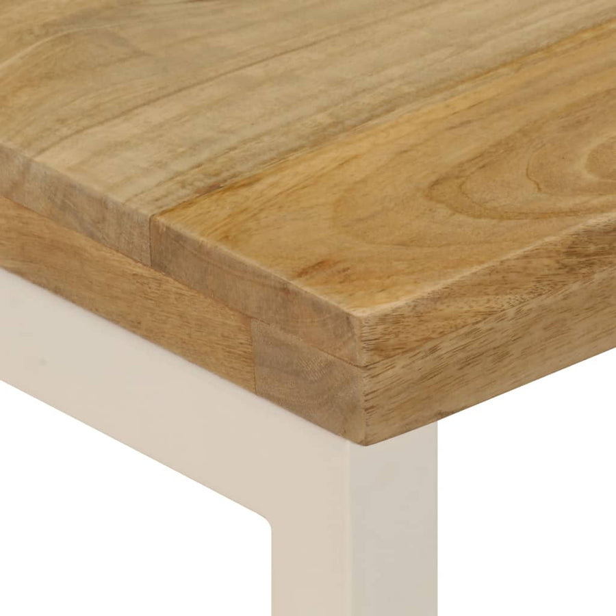 Salontafel 100X50X35 Cm Massief Mangohout En Staal massief mangohout (witte poten)