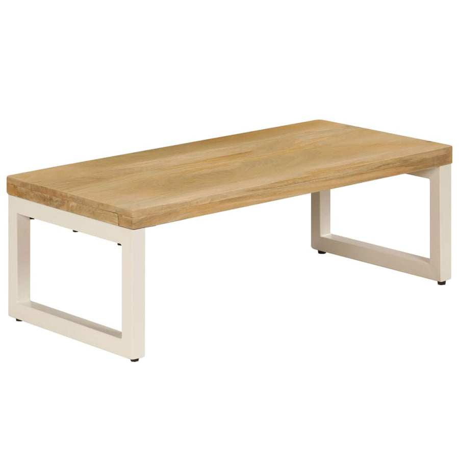 Salontafel 100X50X35 Cm Massief Mangohout En Staal massief mangohout (witte poten)