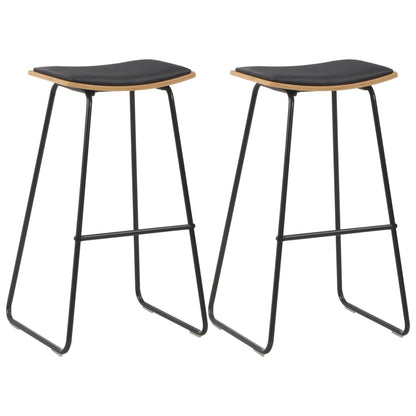 Barstoelen Kunstleer 2 Zwart en bruin