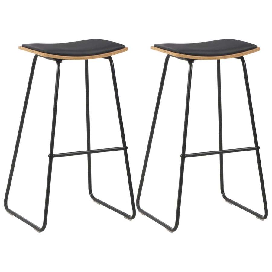 Barstoelen Kunstleer 2 Zwart en bruin