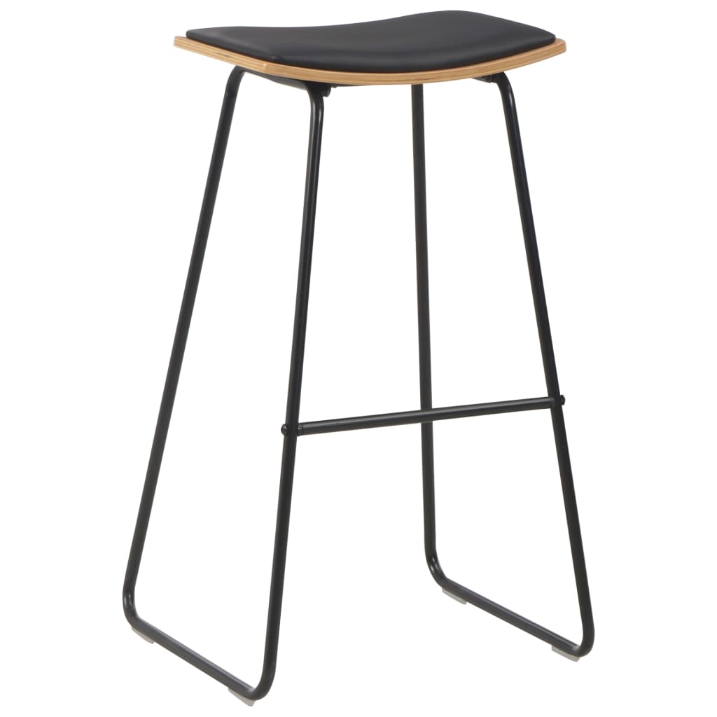 Barstoelen Kunstleer 2 Zwart en bruin