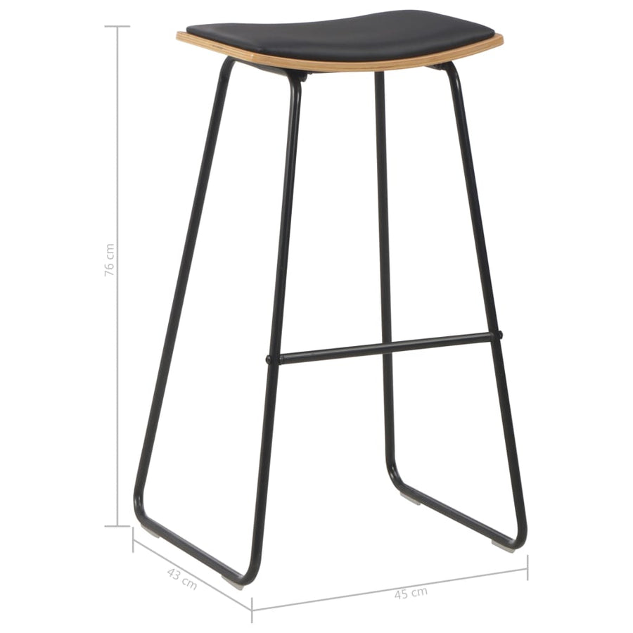 Barstoelen Kunstleer 2 Zwart en bruin