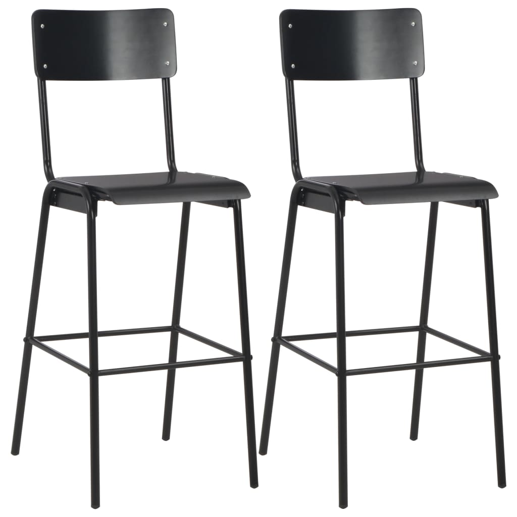 Barstoelen Massief Multiplex Staal 2 Zwart
