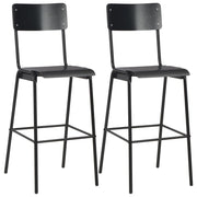 Barstoelen 2 st massief multiplex staal zwart 41,5x59x116,5 cm