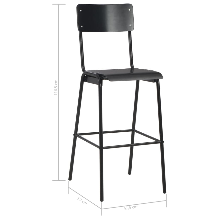Barstoelen Massief Multiplex Staal 2 Zwart