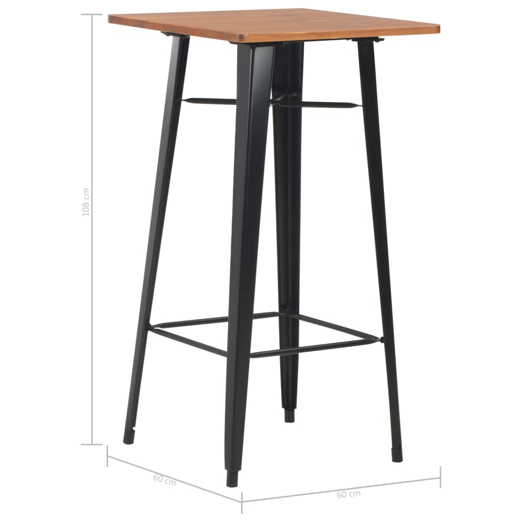 Bartafel 60X60X108 Cm Massief Grenenhout Staal Zwart