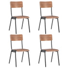Eetkamerstoelen 4 st massief multiplex staal bruin 41,5x54x85,5 cm