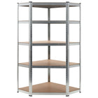 Hoekrek 5-laags 90x90x180 cm staal bewerkt hout zilver