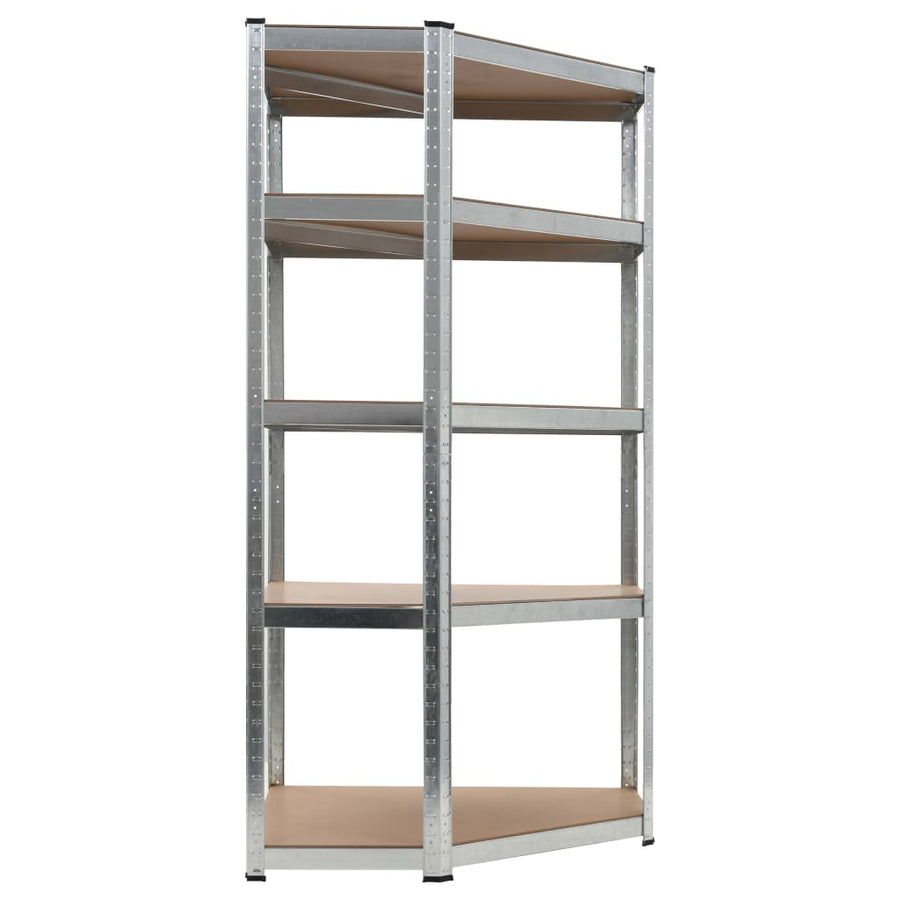 Hoekrek 5-Laags Staal En Bewerkt Hout Kleurig Zilver 1 90(40) x 90(70) x 180 cm