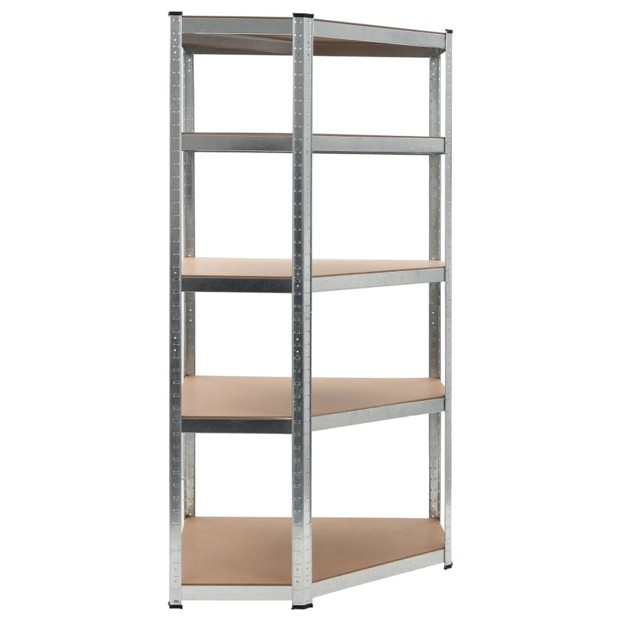 Hoekrek 5-Laags Staal En Bewerkt Hout Kleurig Zilver 1 90(40) x 90(70) x 180 cm