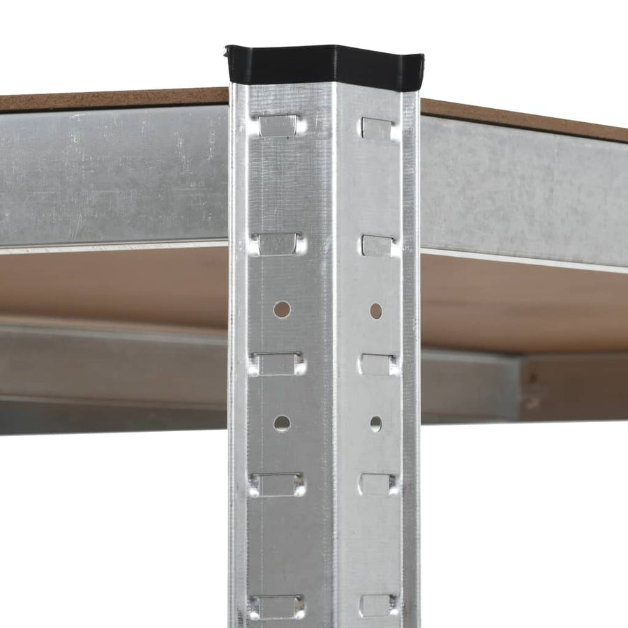 Hoekrek 5-Laags Staal En Bewerkt Hout Kleurig Zilver 1 90(40) x 90(70) x 180 cm