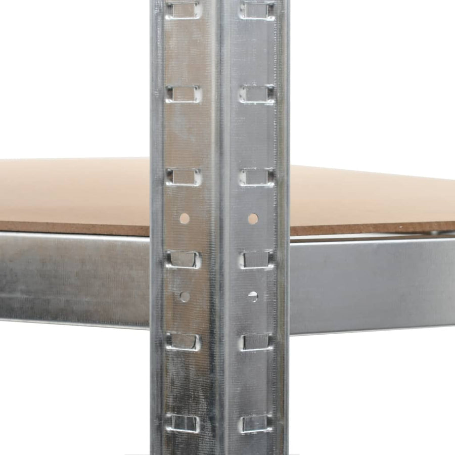 Hoekrek 5-Laags Staal En Bewerkt Hout Kleurig Zilver 1 90(40) x 90(70) x 180 cm