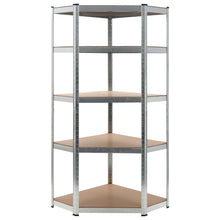Hoekrek 5-Laags Staal En Bewerkt Hout Kleurig Zilver 1 75 x 75 x 180 cm