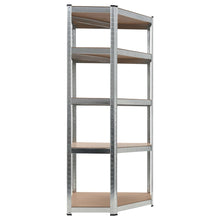 Hoekrek 5-Laags Staal En Bewerkt Hout Kleurig Zilver 1 75 x 75 x 180 cm