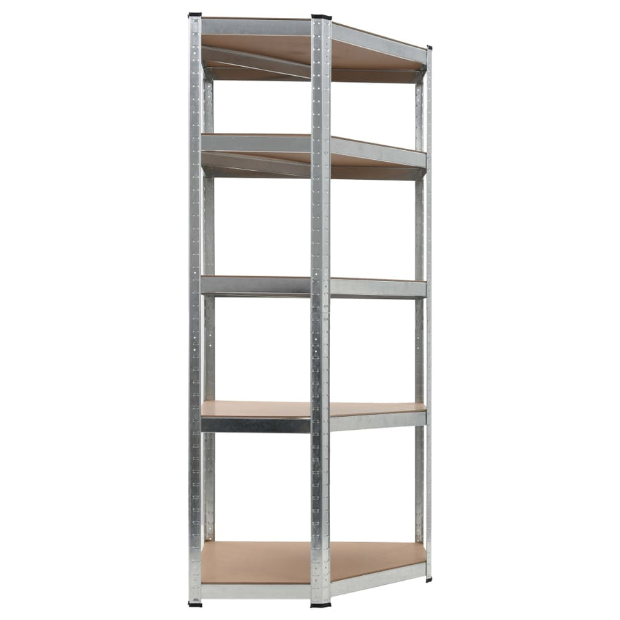 Hoekrek 5-Laags Staal En Bewerkt Hout Kleurig Zilver 1 75 x 75 x 180 cm