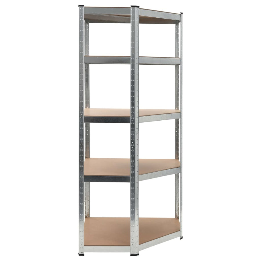 Hoekrek 5-Laags Staal En Bewerkt Hout Kleurig Zilver 1 75 x 75 x 180 cm