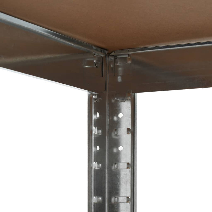 Hoekrek 5-Laags Staal En Bewerkt Hout Kleurig Zilver 1 75 x 75 x 180 cm