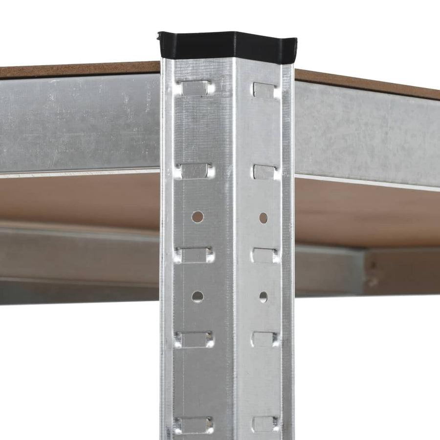 Hoekrek 5-Laags Staal En Bewerkt Hout Kleurig Zilver 1 75 x 75 x 180 cm