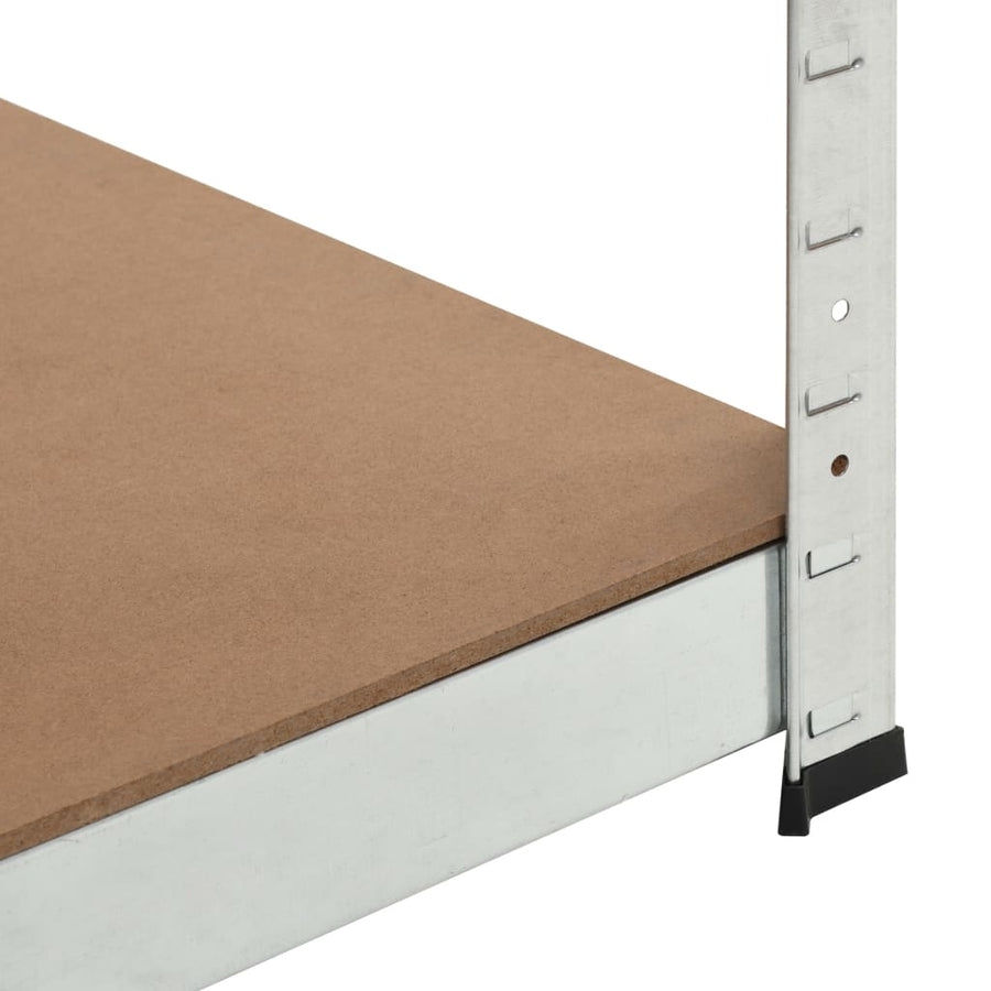 Hoekrek 5-Laags Staal En Bewerkt Hout Kleurig Zilver 1 75 x 75 x 180 cm
