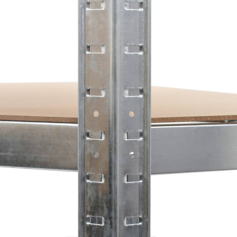Hoekrek 5-Laags Staal En Bewerkt Hout Kleurig Zilver 1 75 x 75 x 180 cm