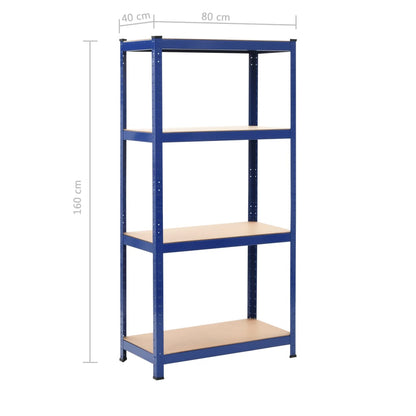 Opbergrek 4-Laags Staal En Bewerkt Hout Blauw 1