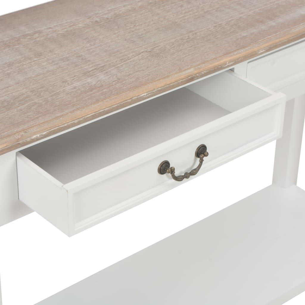 Wandtafel 0X35X80 Cm Hout Wit en bruin