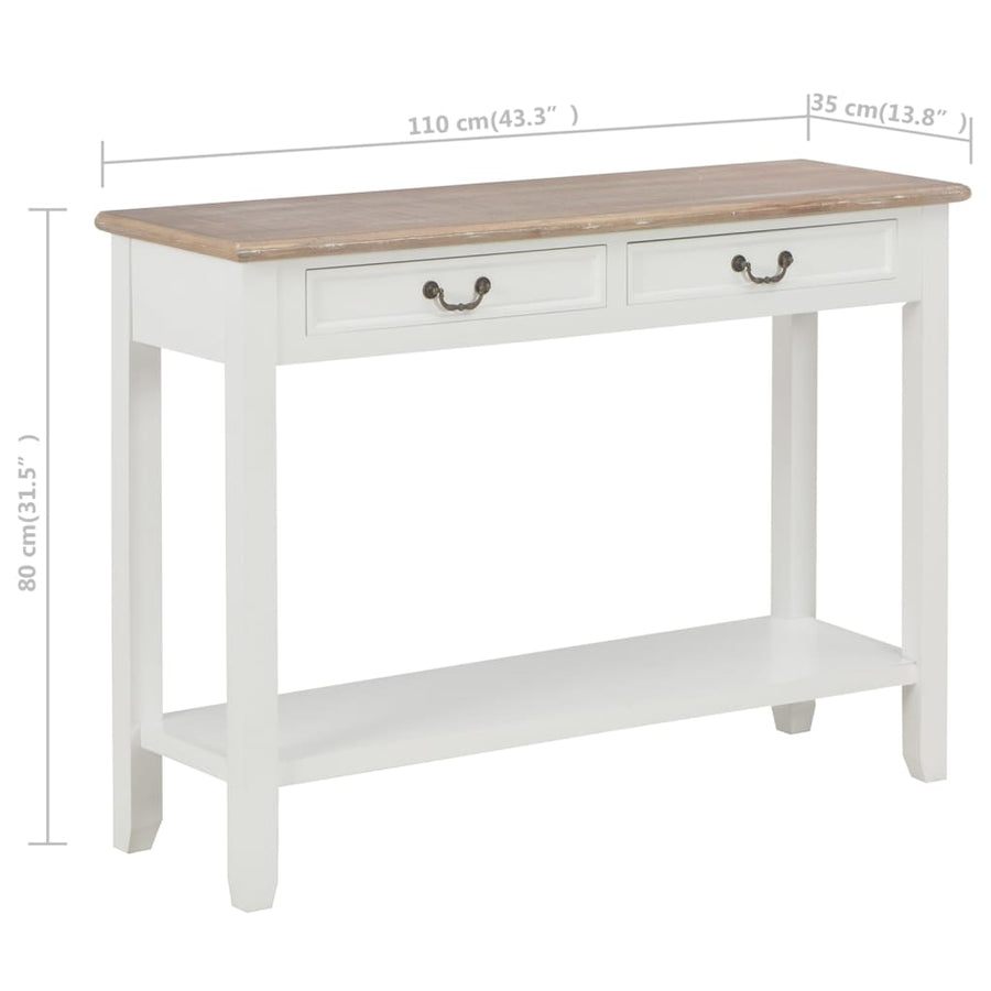 Wandtafel 0X35X80 Cm Hout Wit en bruin