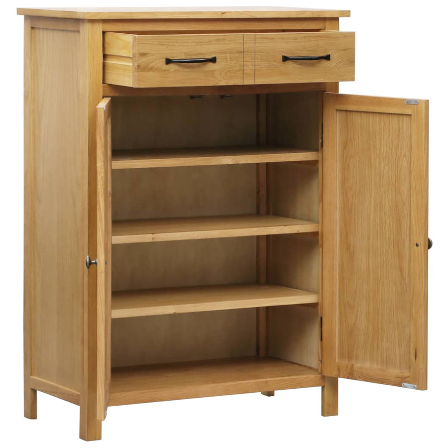 Schoenenkast 76X37X105 Cm Massief Eikenhout Bruin