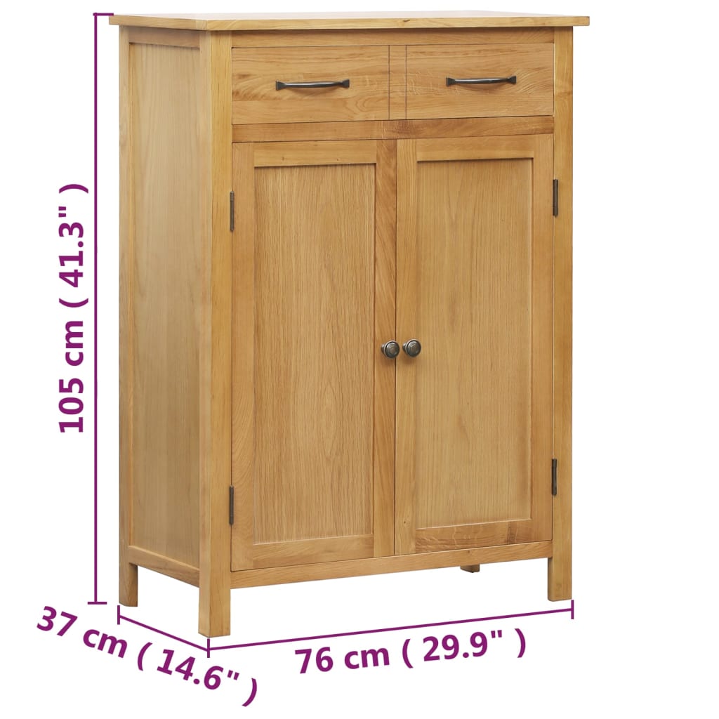 Schoenenkast 76X37X105 Cm Massief Eikenhout Bruin