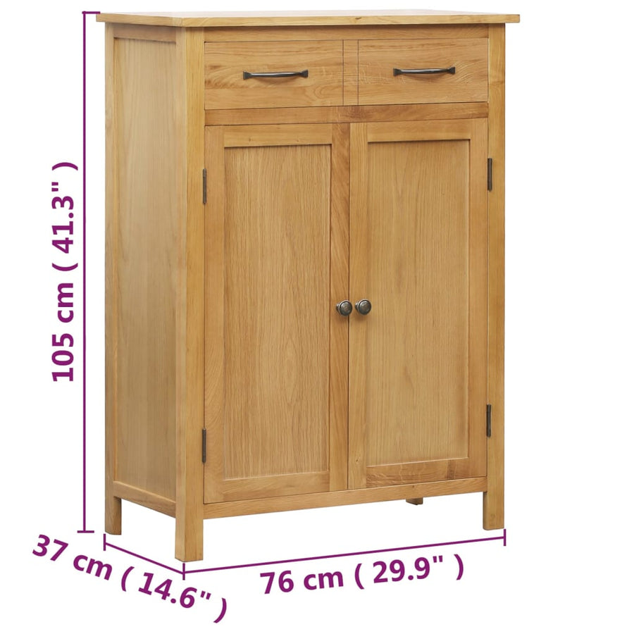 Schoenenkast 76X37X105 Cm Massief Eikenhout Bruin