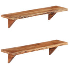 Wall shelves 2 pcs 90x20x18 cm solid acacia wood