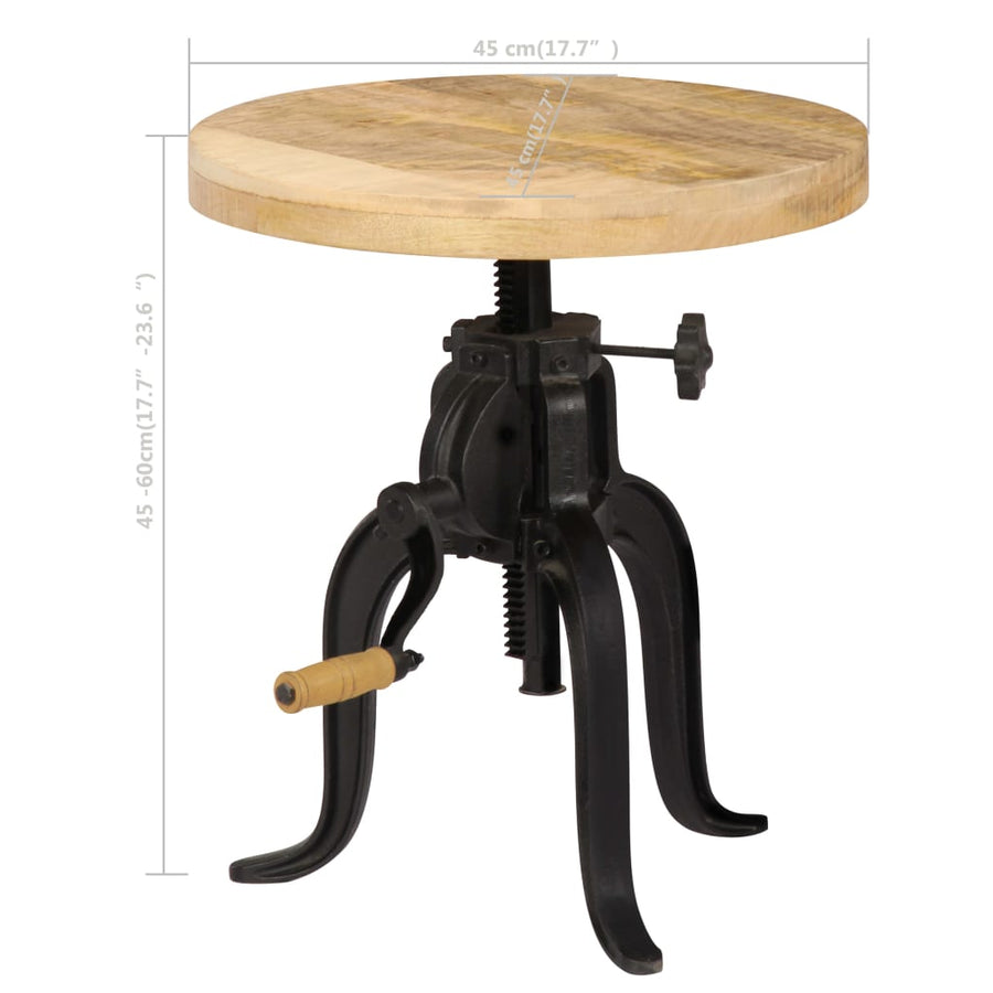 Bijzettafel 45X(45-62) Cm En Gietijzer massief mangohout