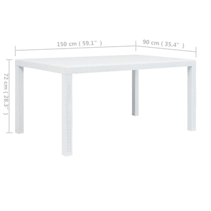 Tuintafel Rattan-Look Kunststof 150 x 90 x 72 cm Wit