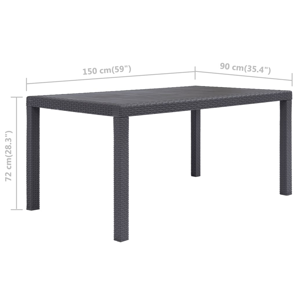 Tuintafel Rattan-Look Kunststof 150 x 90 x 72 cm Bruin