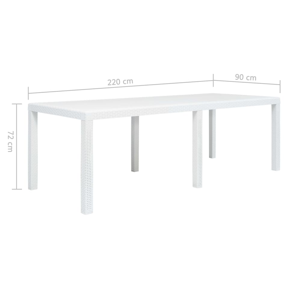 Tuintafel Rattan-Look Kunststof 220 x 90 x 72 cm Wit